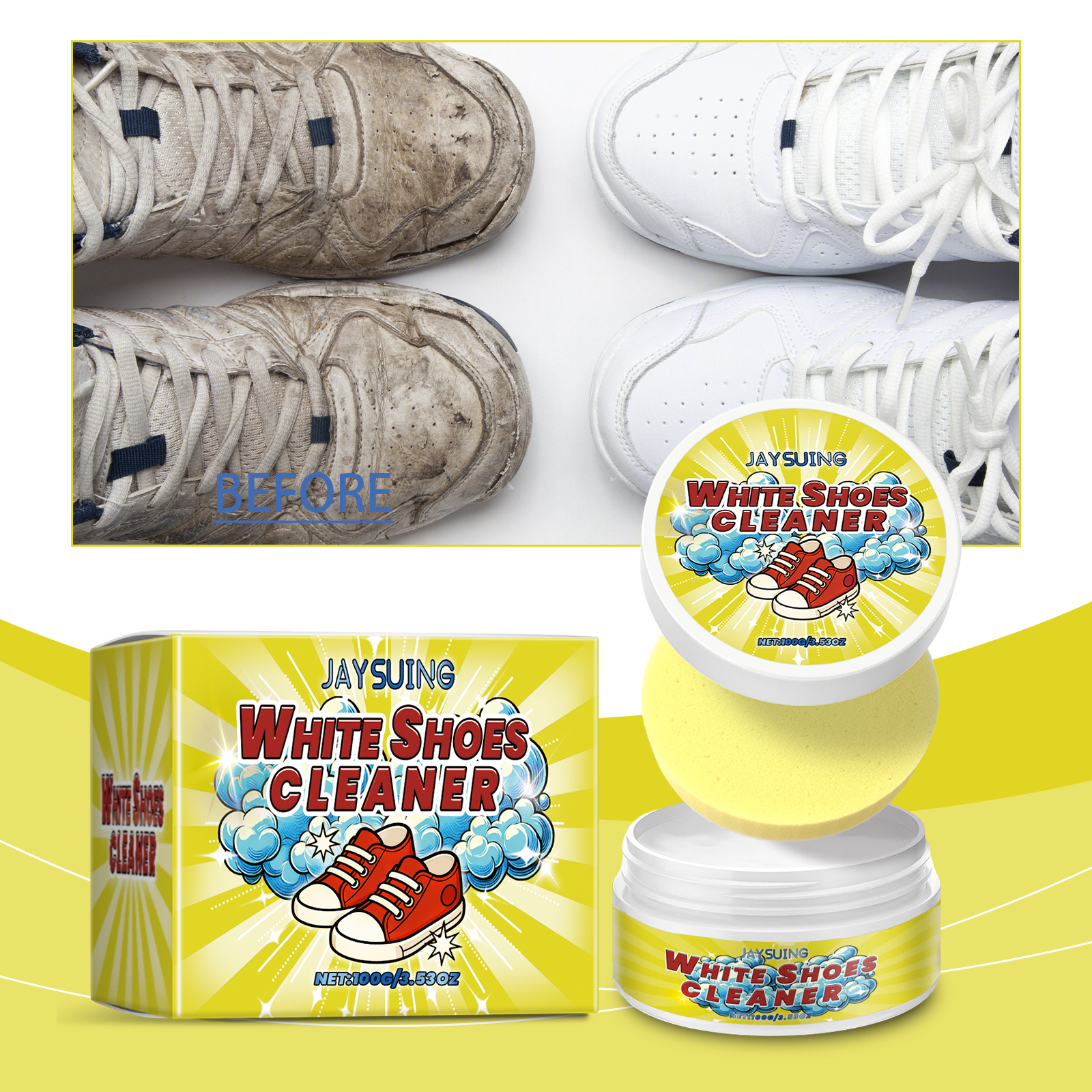 White Shoes Cleaning Cream Sta - Sneaker Care White บทวิจารณ์และราคา