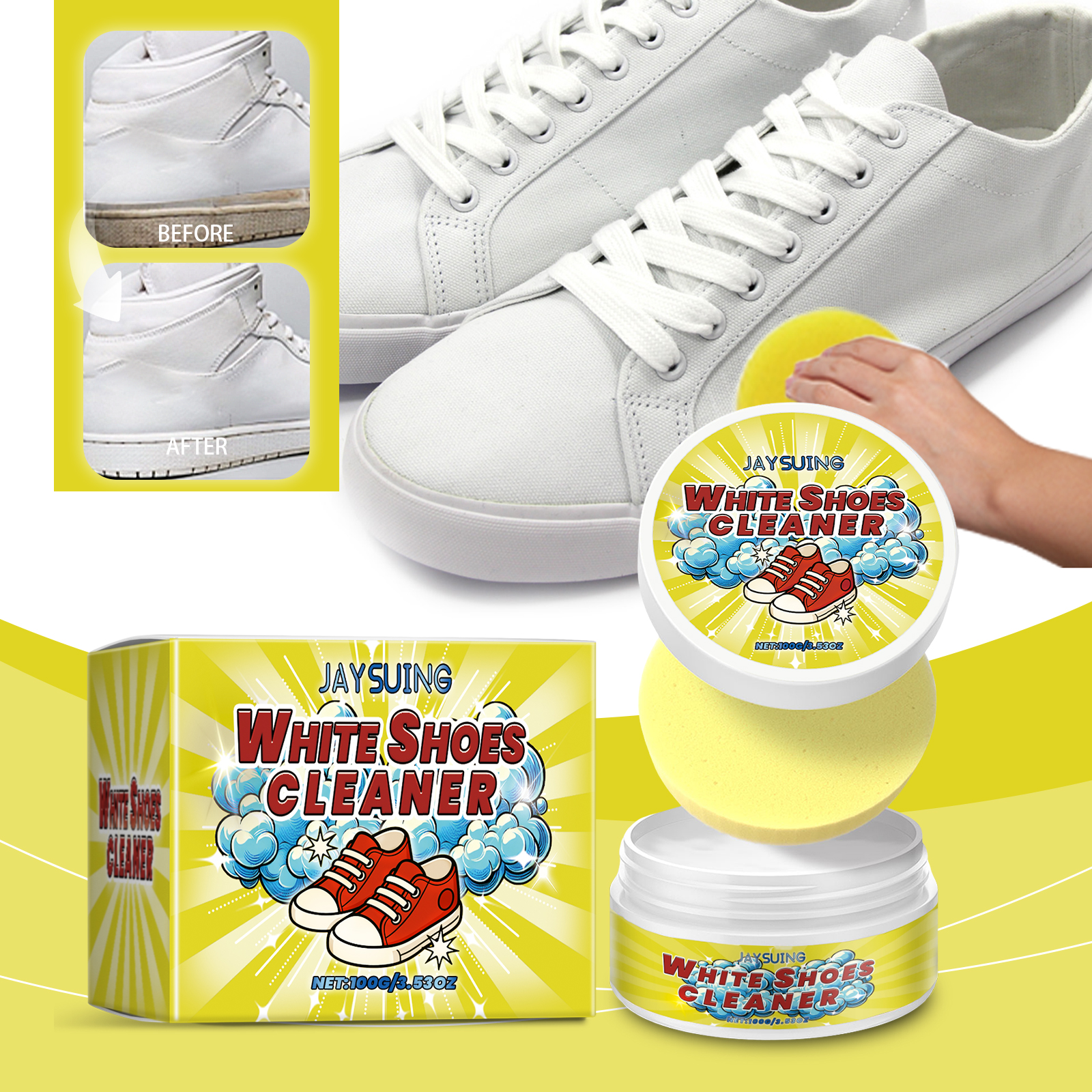 White Shoes Cleaning Cream Sta - Sneaker Care White บทวิจารณ์และราคา